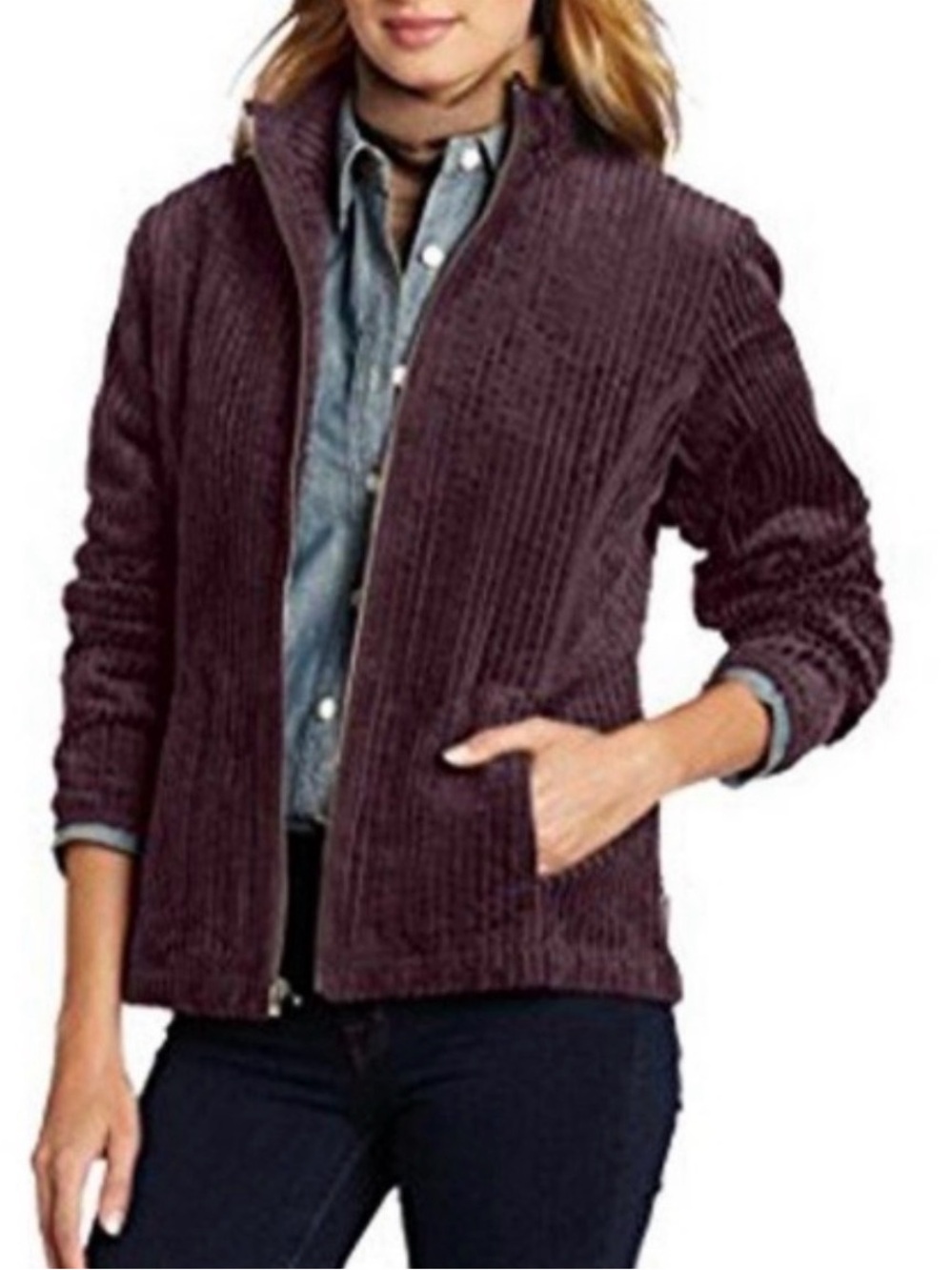 Woolrich Corduroy Full Zip Jacket - Preppy Burgundy Kinsdale Classic Cotton
